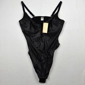 Popilush Faux Leather Shapewear Bodysuit XL Corset Style